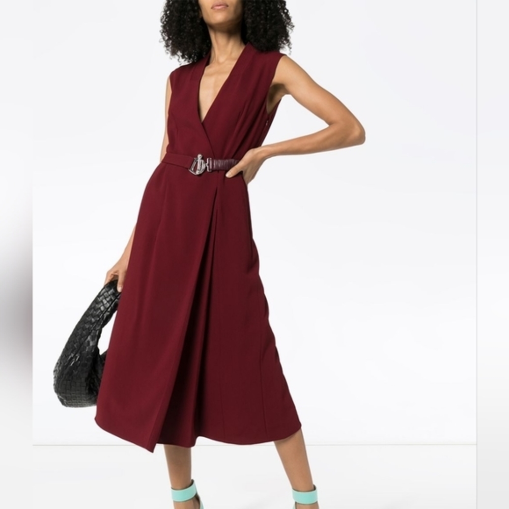 NWT Victoria Beckham Maroon‎ Sleeveless Midi Dress size 2